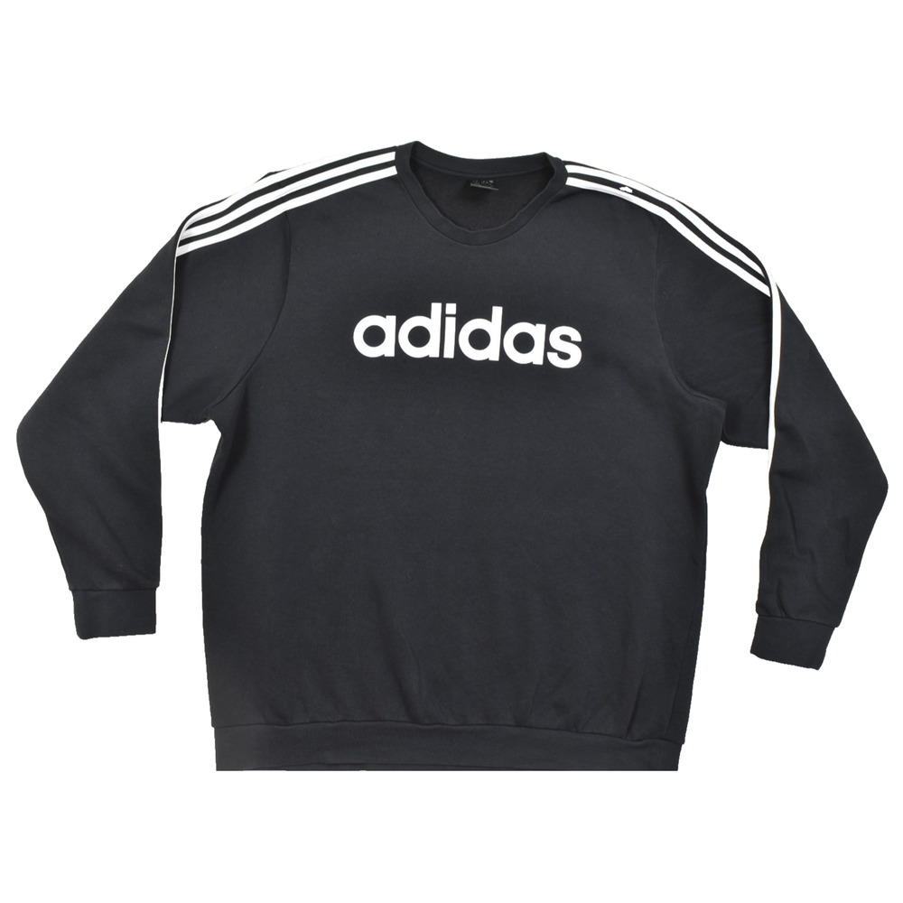 adidas Men Size 2XL Black Essentials French Terry 3-Stripes Crewneck Sweatshirt